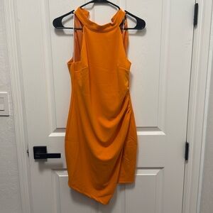 Aakaa Orange high neck sleeveless Dress. Never been worn new with tags